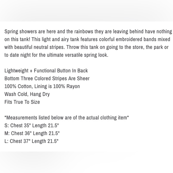 ๐ฅ BOGO ๐ฅ NWT Entro Cotton Sleeveless Striped Top Large - Picture 3 of 10